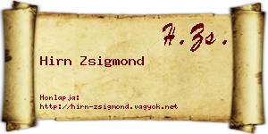 Hirn Zsigmond névjegykártya
